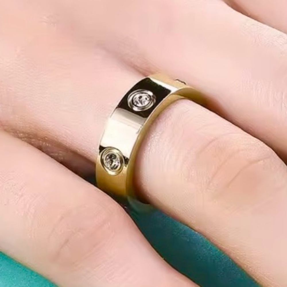 2/$60 NWOT 18K Plated SS with CZ Ring sz 8